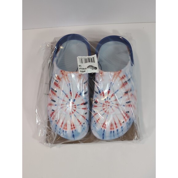 NWT Rugged Shark M RS EVA Comfort Clogs Sandals Mens 10 Red White Blue Starburst - Picture 1 of 5
